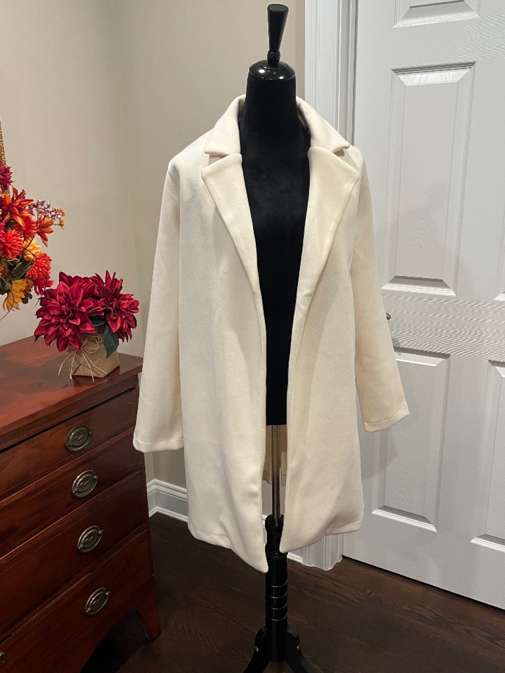 NWT Iris Los Angeles Ivory Open Front Cardigan Jacket L